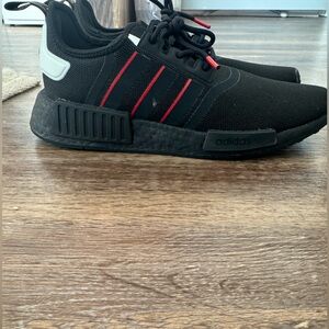 Adidas NMD R1 Black with Red Stripes